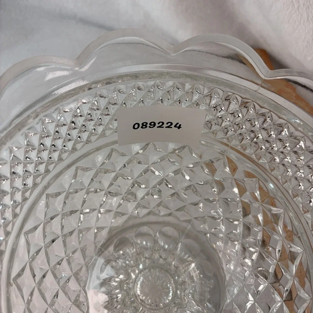 Vintage 60s Anchor Hocking Wexford Compote Pedestal Bowl Clear Pressed Glass EVC